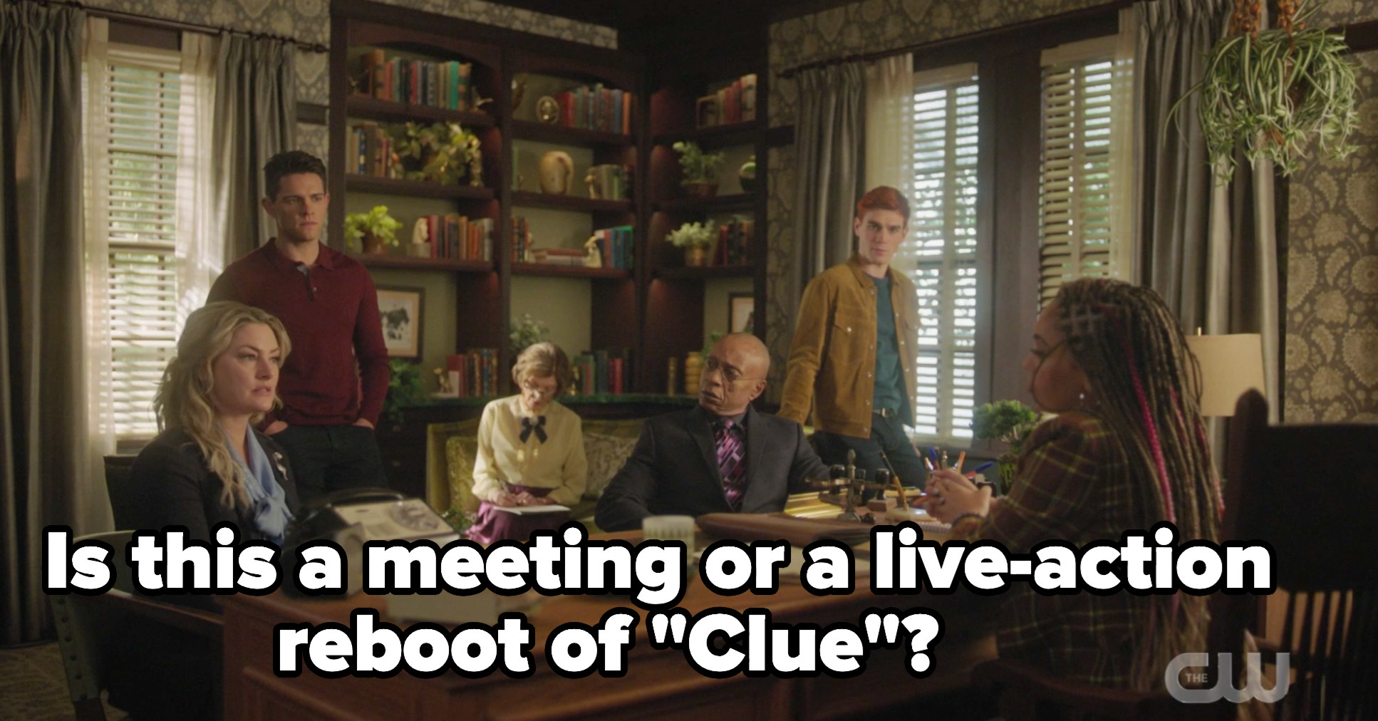 Teacher&#x27;s room picture with the caption is this a meeting of a live-action reboot of clue?