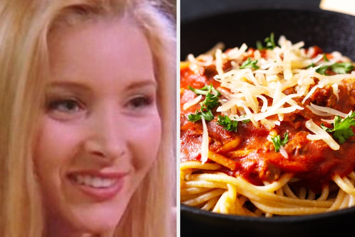 Phoebe smiling from &quot;Friends&quot; and Spaghetti bolognese 