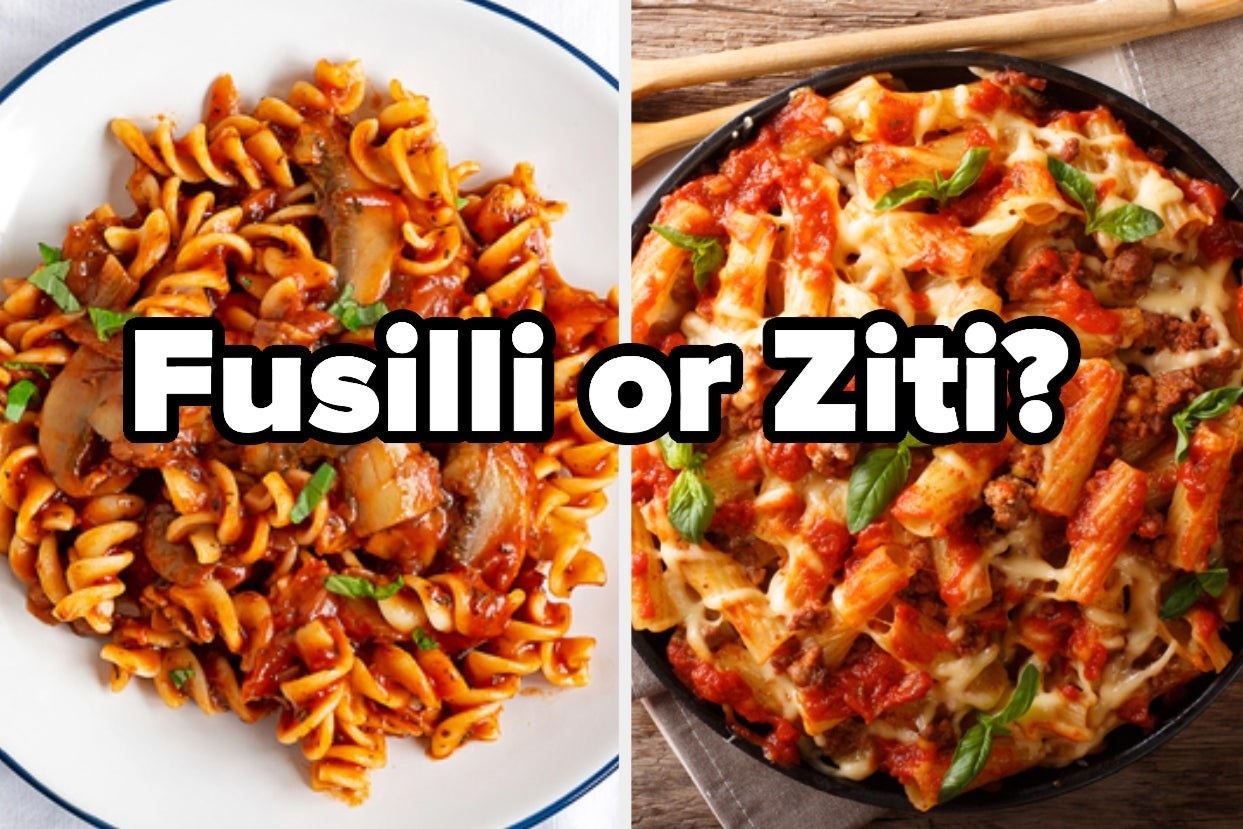 Fusilli with mushrooms and tomato sauce and baked ziti 