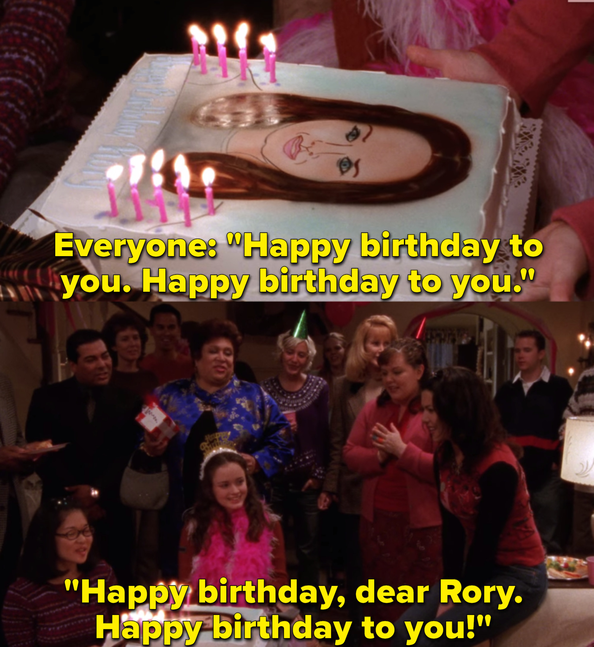 The cast of &quot;Gilmore Girls&quot; sings Rory happy birthday during an episode of the show.