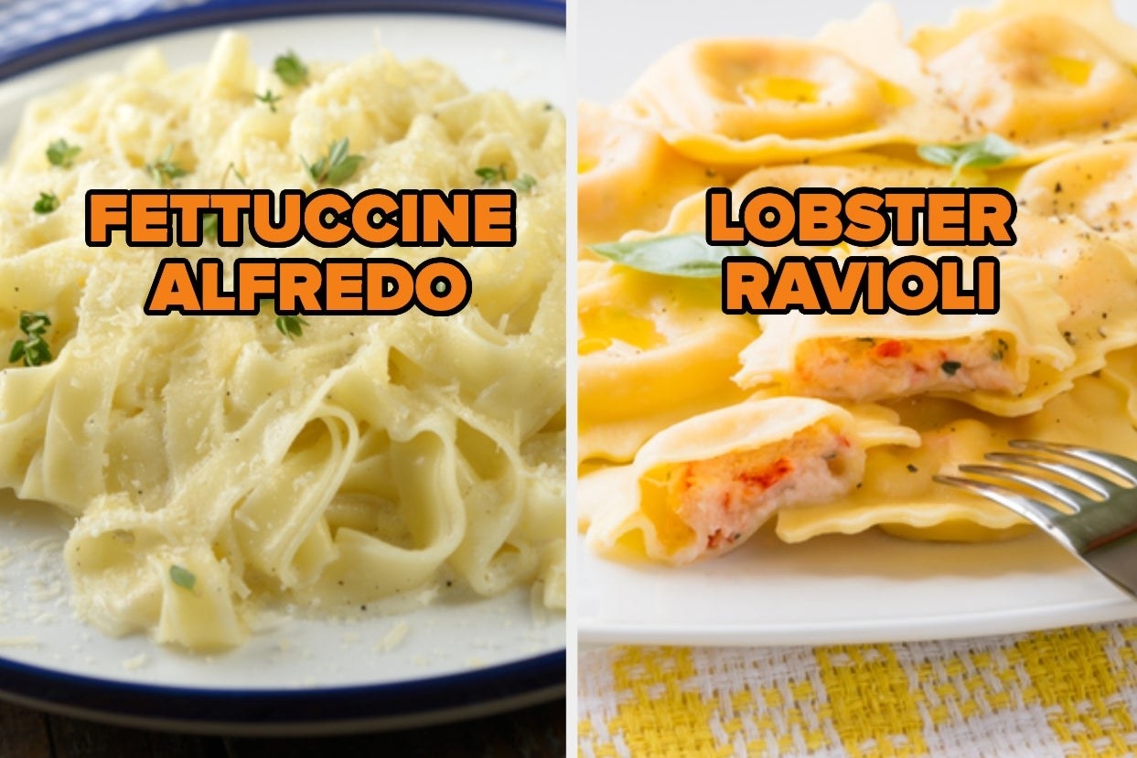Fettuccine alfredo and lobster ravioli 