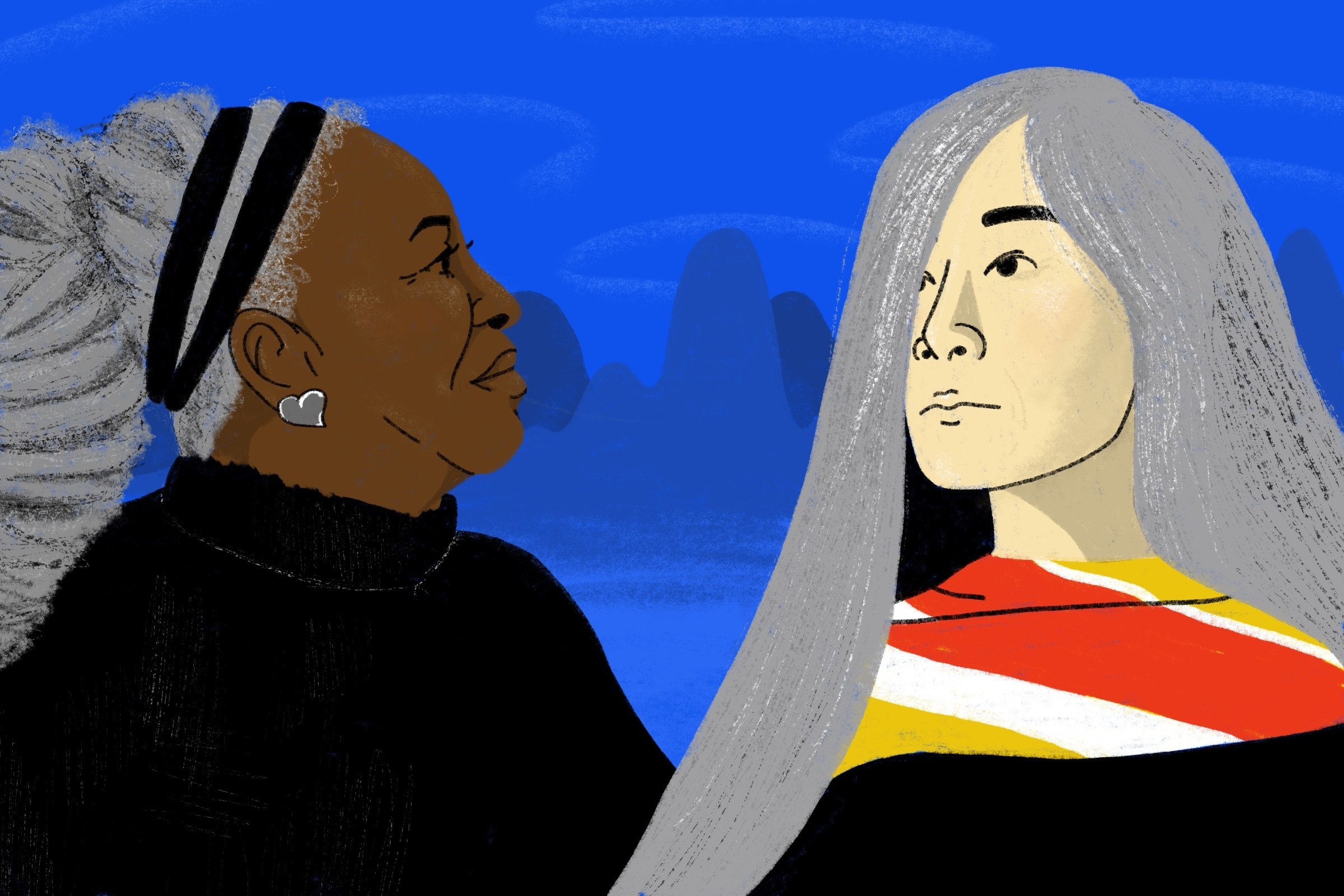 illustration of toni morrison and maxine hong kingston