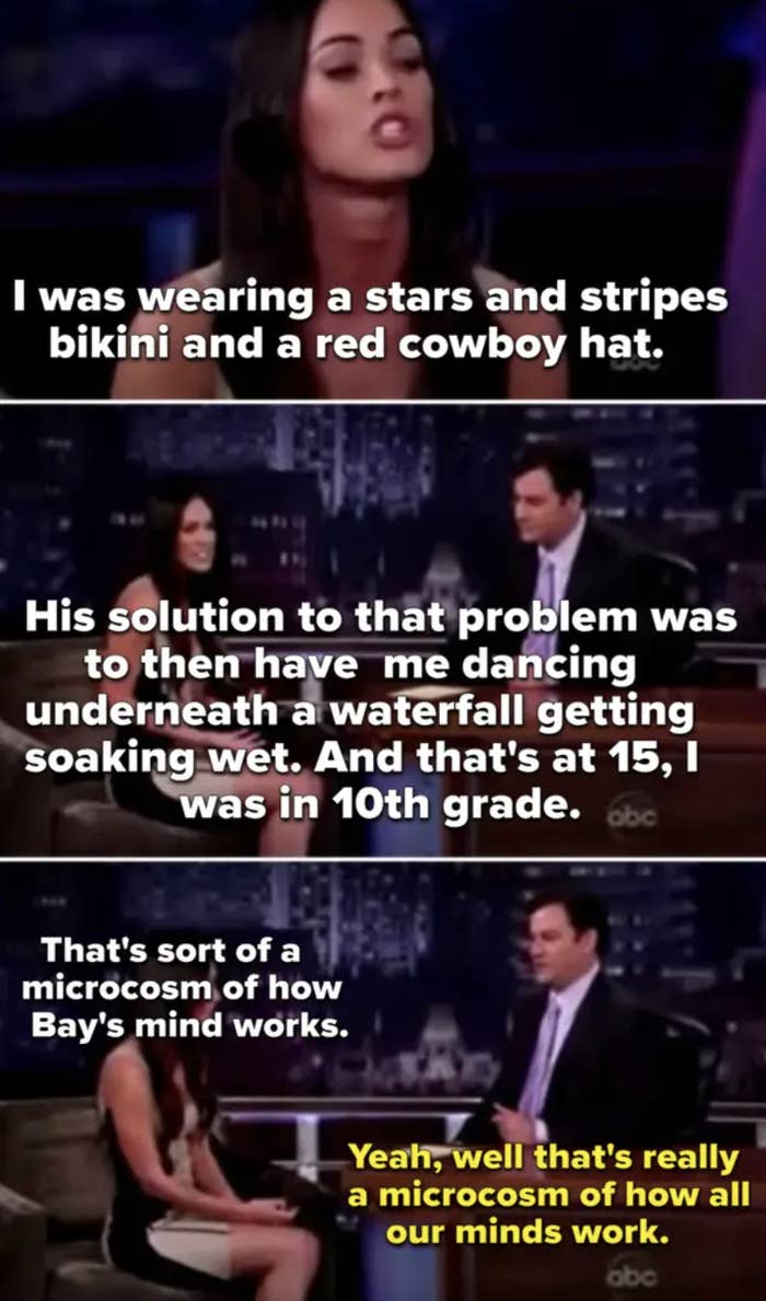 Megan Fox talking about Michael Bay sexualizing her as a teen and Jimmy Kimmel joking about it
