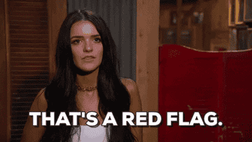 Character saying, &quot;That&#x27;s a red flag&quot;