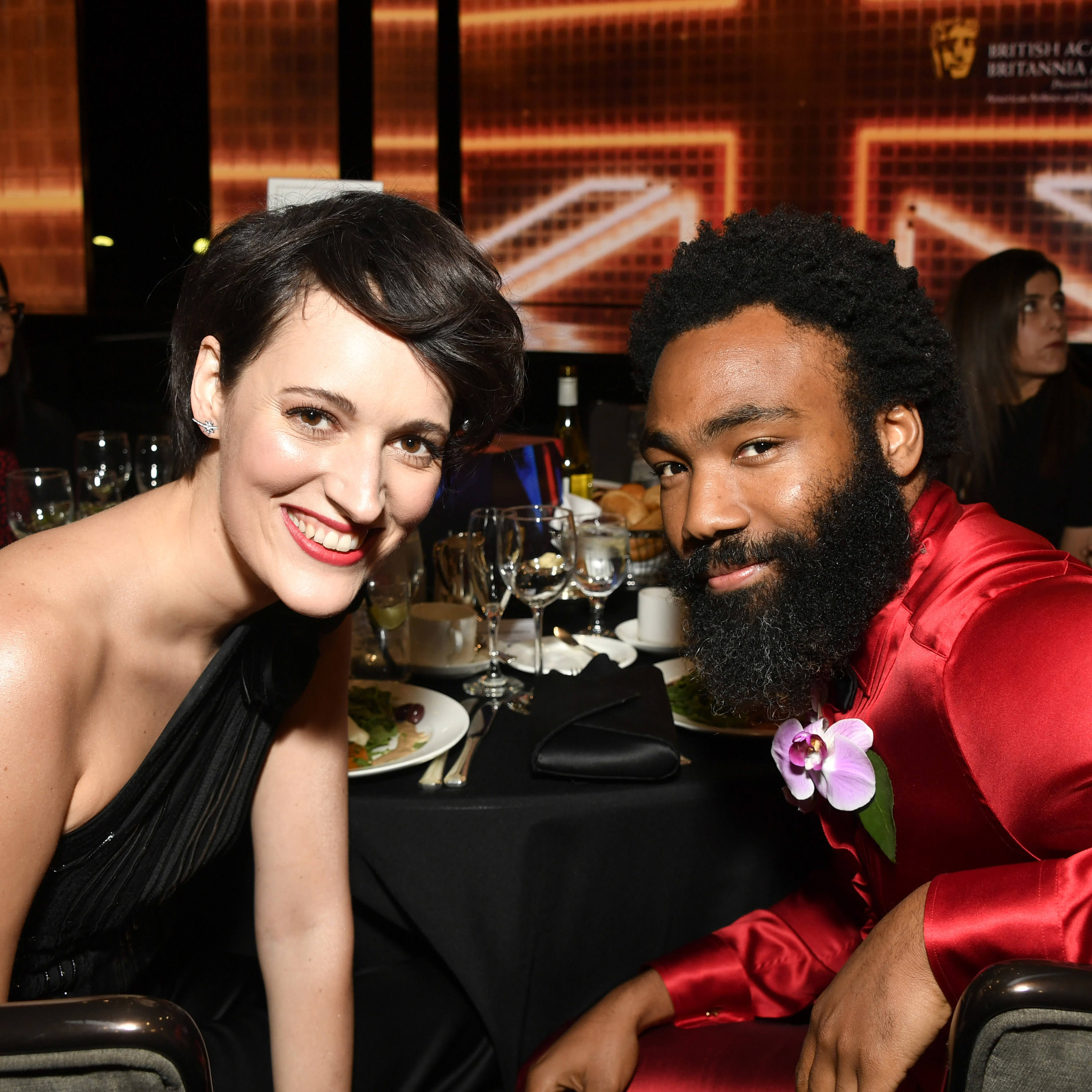 Phoebe Waller-Bridge and Donald Glover at the British Academy Britannia Awards in October 2019