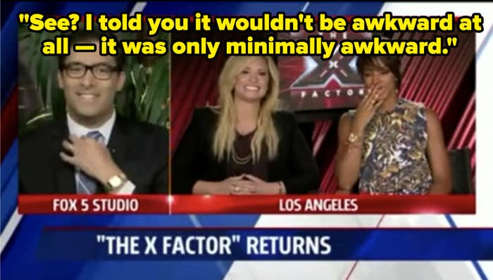 Demi Lovato and Kelly Rowland being interviewed by a Fox 5 anchor