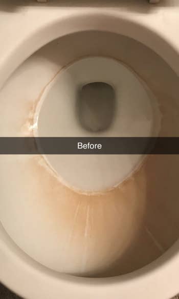 the inside of a reviewer's toilet bowl looking dirty