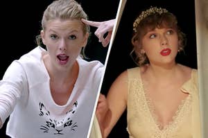 Taylor Swift in the "Shake It Off" and "Willow" music videos