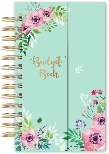 the spiral bound mint floral budget book