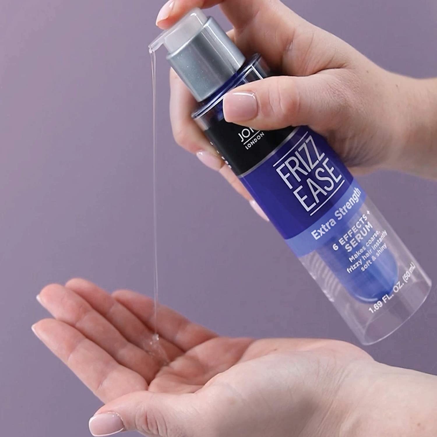 the product being squirt into a hand 