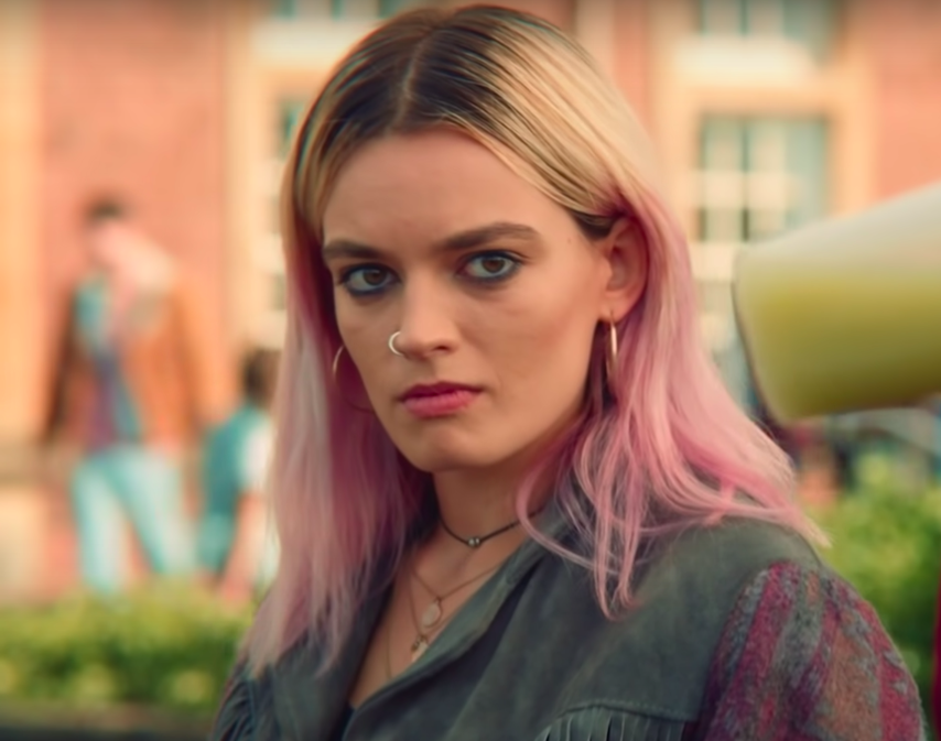 Maeve from &quot;Sex Education&quot; looking angry and hurt
