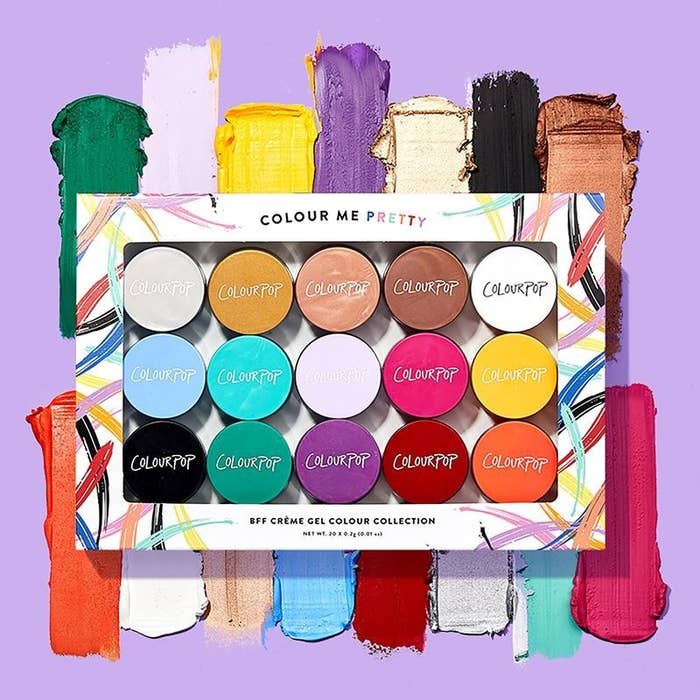 The rainbow of shades, including solids and metallics, with swatches