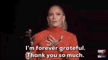 Jennifer Lopez says, &quot;I&#x27;m forever grateful, thank you so much.&quot;