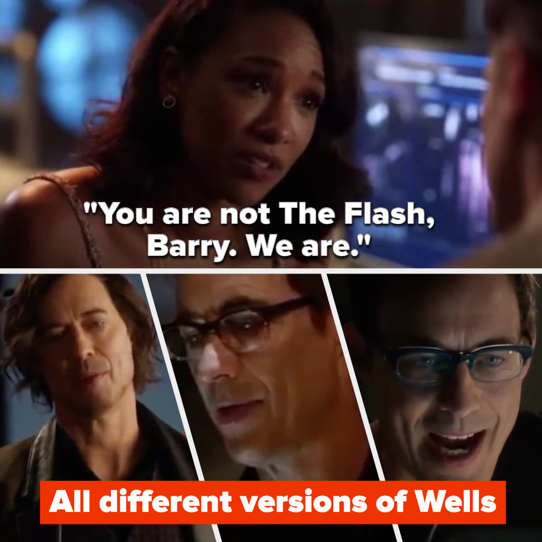 Iris saying &quot;You are not The Flash, Barry. We are&quot; and 3 different versions of Wells