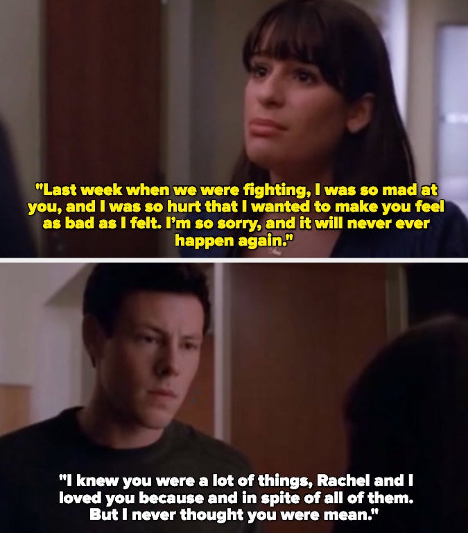 Rachel telling Finn she cheated on him and Finn breaking up with her