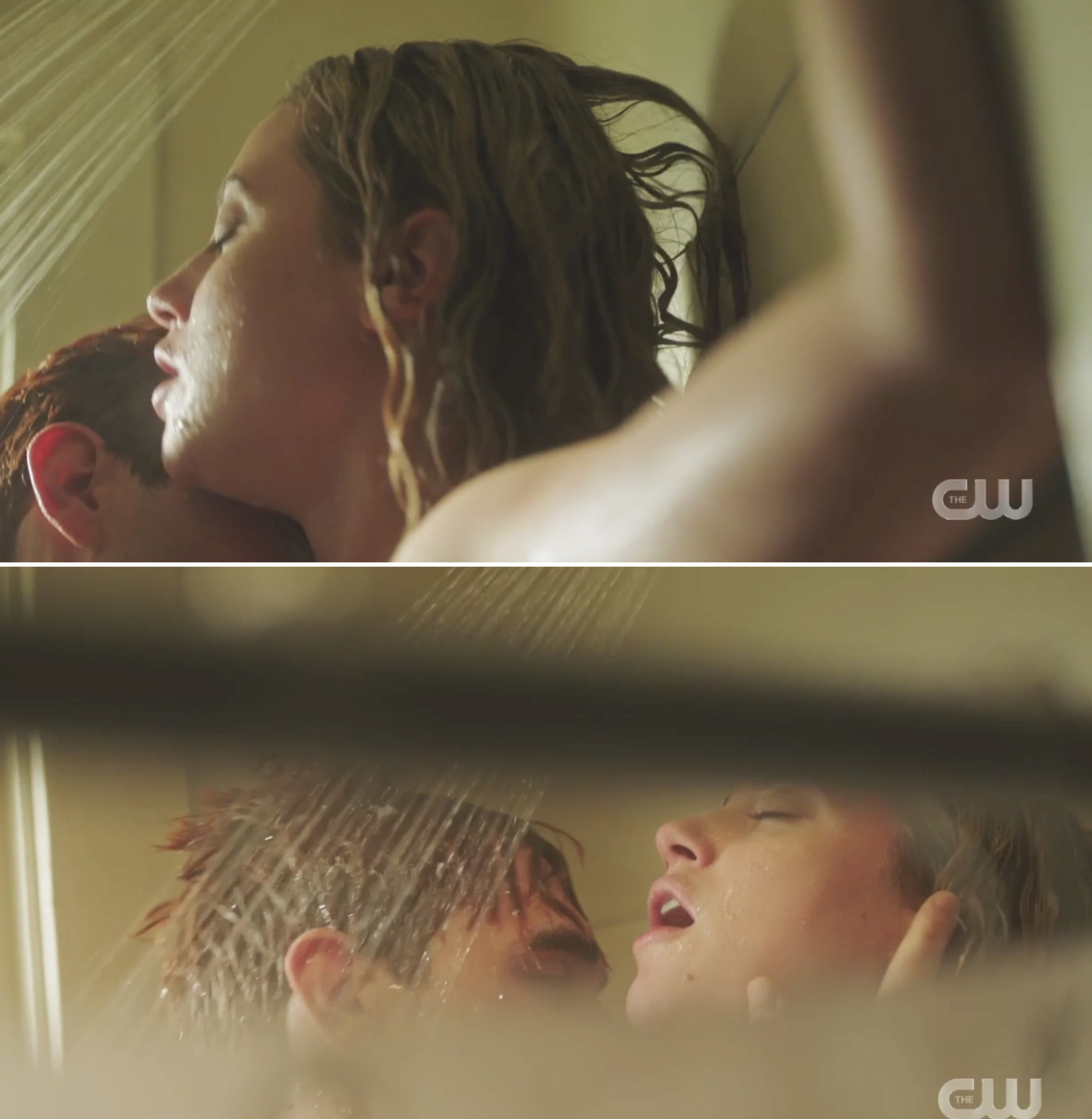 Betty and Archie having sex and kissing in the shower