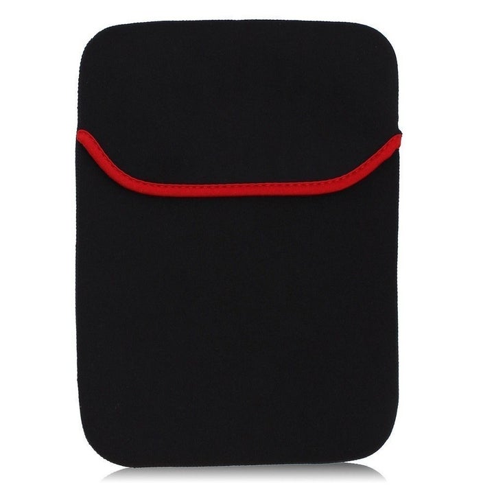 Black with red trim. Reversible. Completely red when reversed.