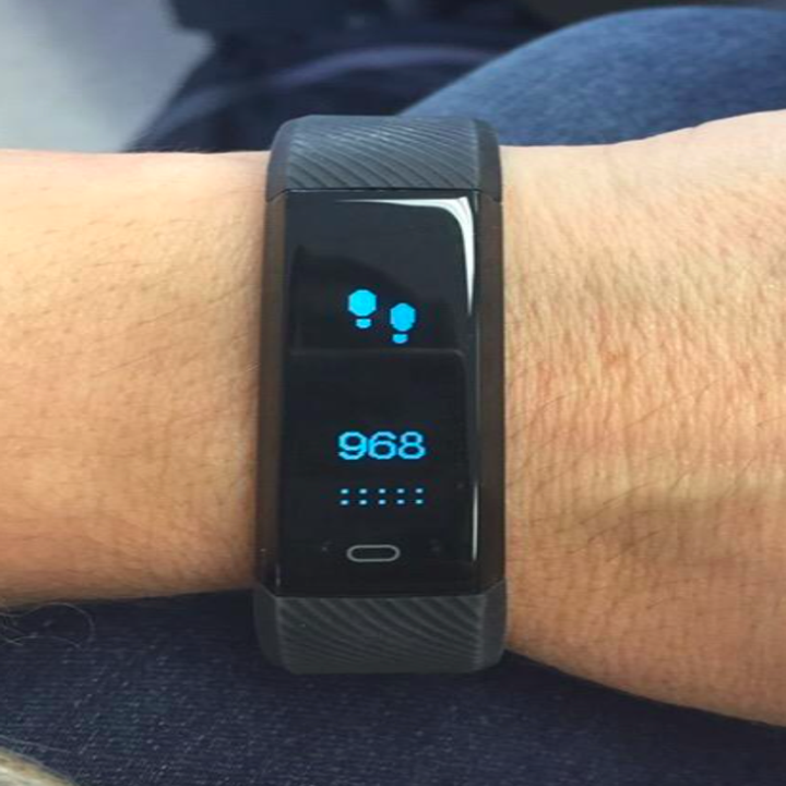 A customer review photo of them wearing the tracker in black