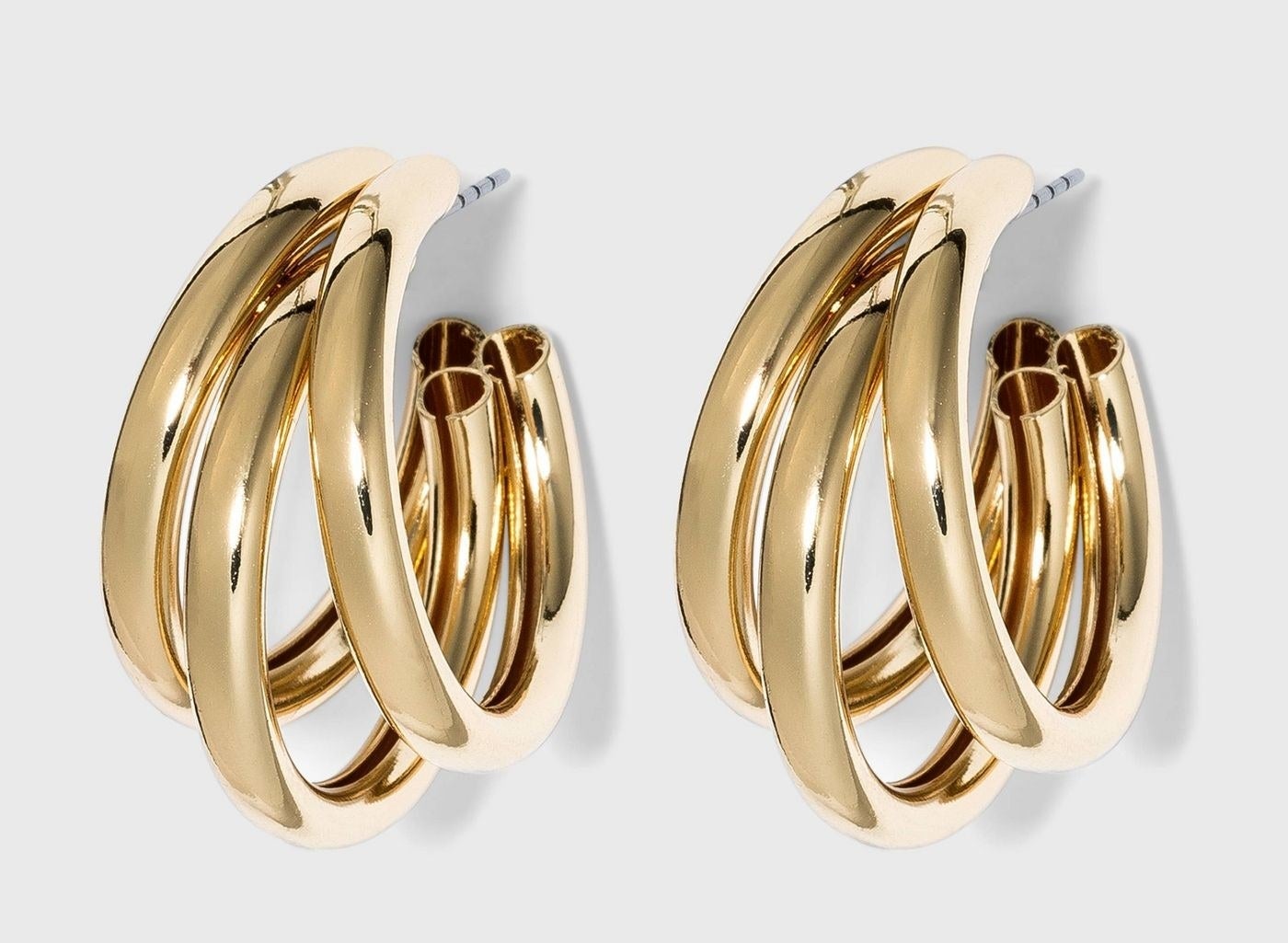Nickel-free gold hoop earrings with high-shine finish