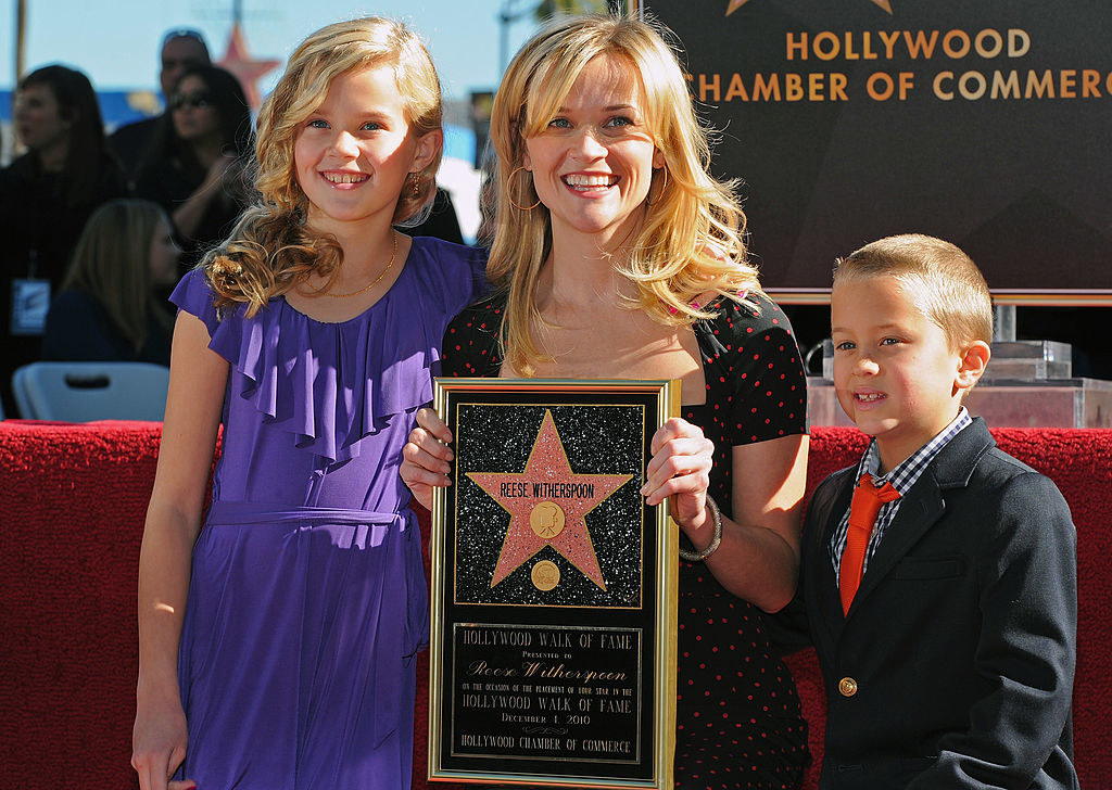 reese and daughter and son at her walk of fame ceremony