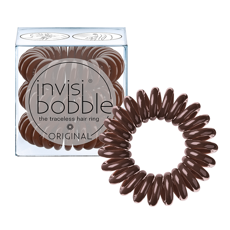 Pack of three brunette invisibobble hair rings