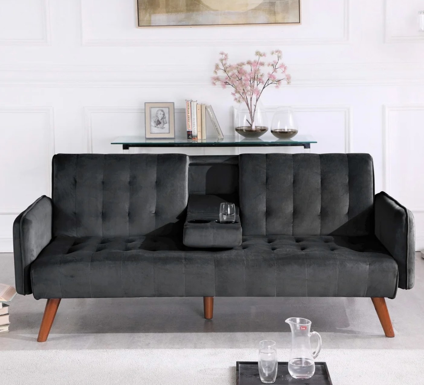The convertible sleeper sofa in black