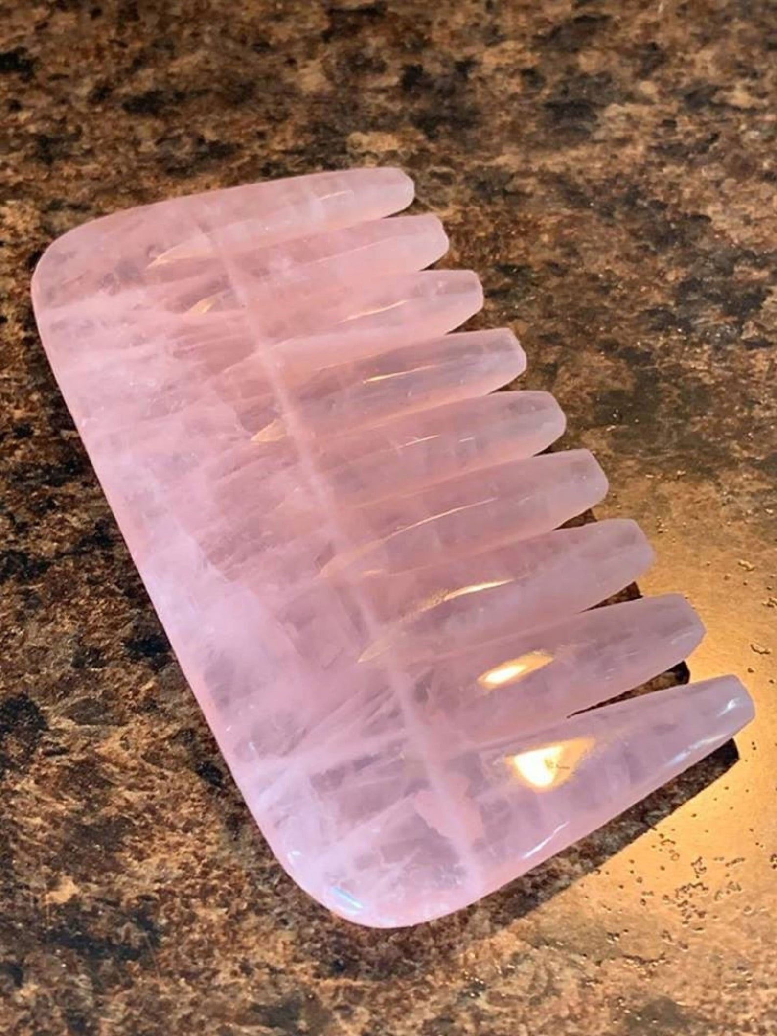 The pink rose quartz comb