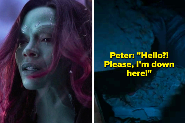Gamora crying and Peter saying,