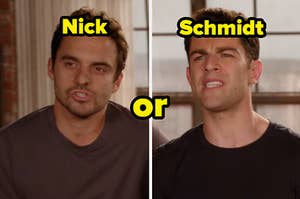 Jake Johnson as Nick Miller and Max Greenfield as Schmidt in the show "New Girl."