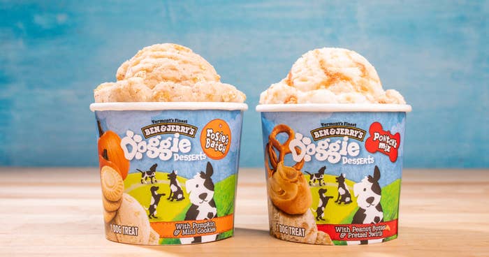 Two containers of doggie ice cream from Ben &amp;amp; Jerry&#x27;s