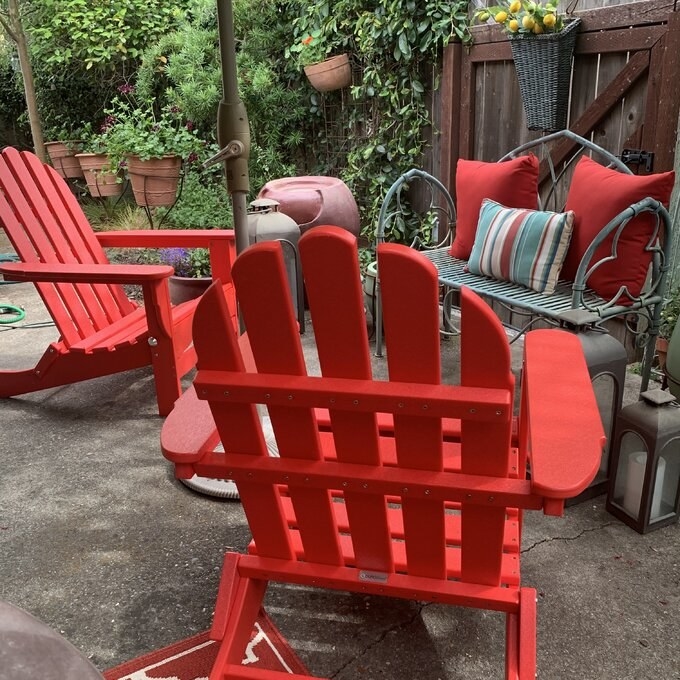 Review photo of the bright red Adirondack chair