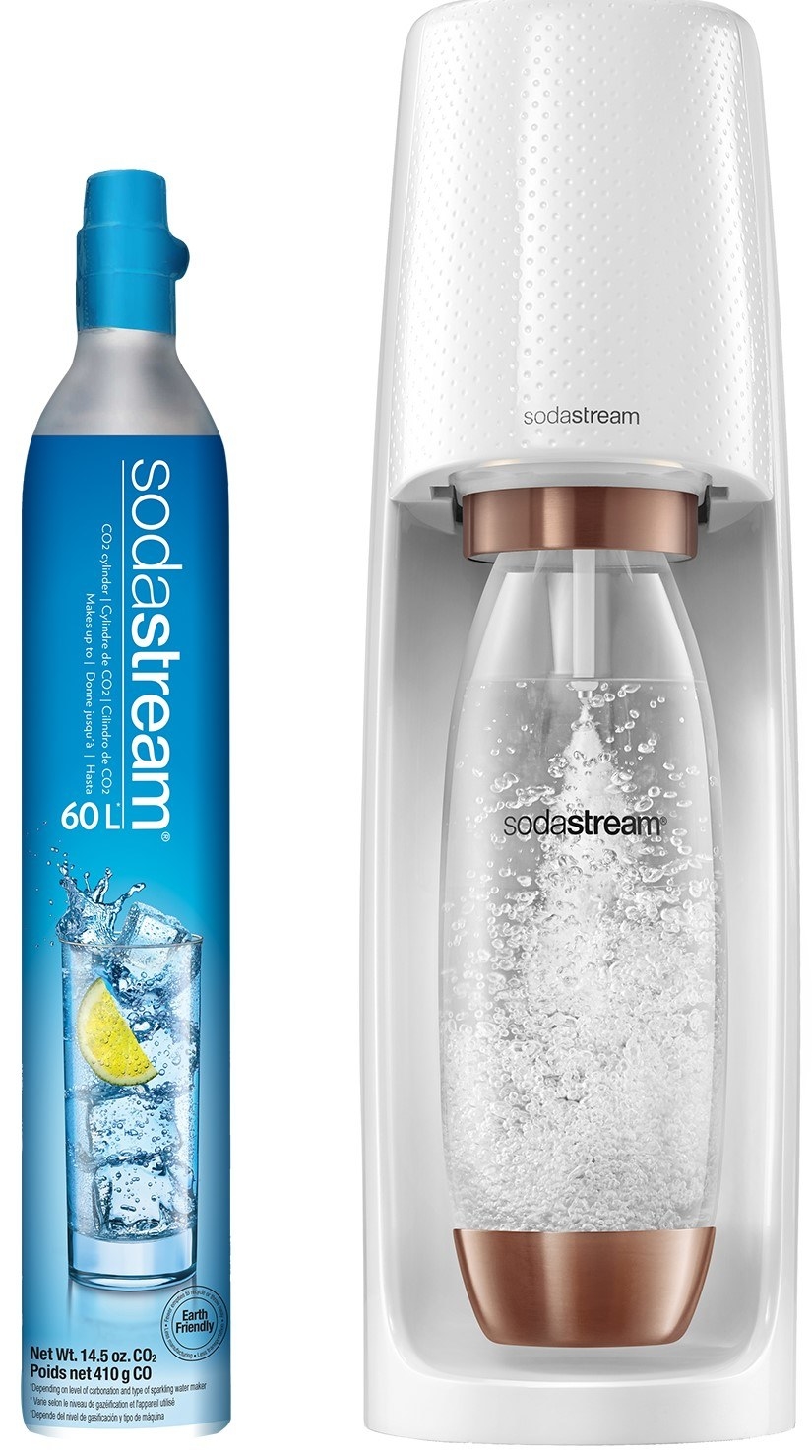 The SodaStream, in white and rose gold