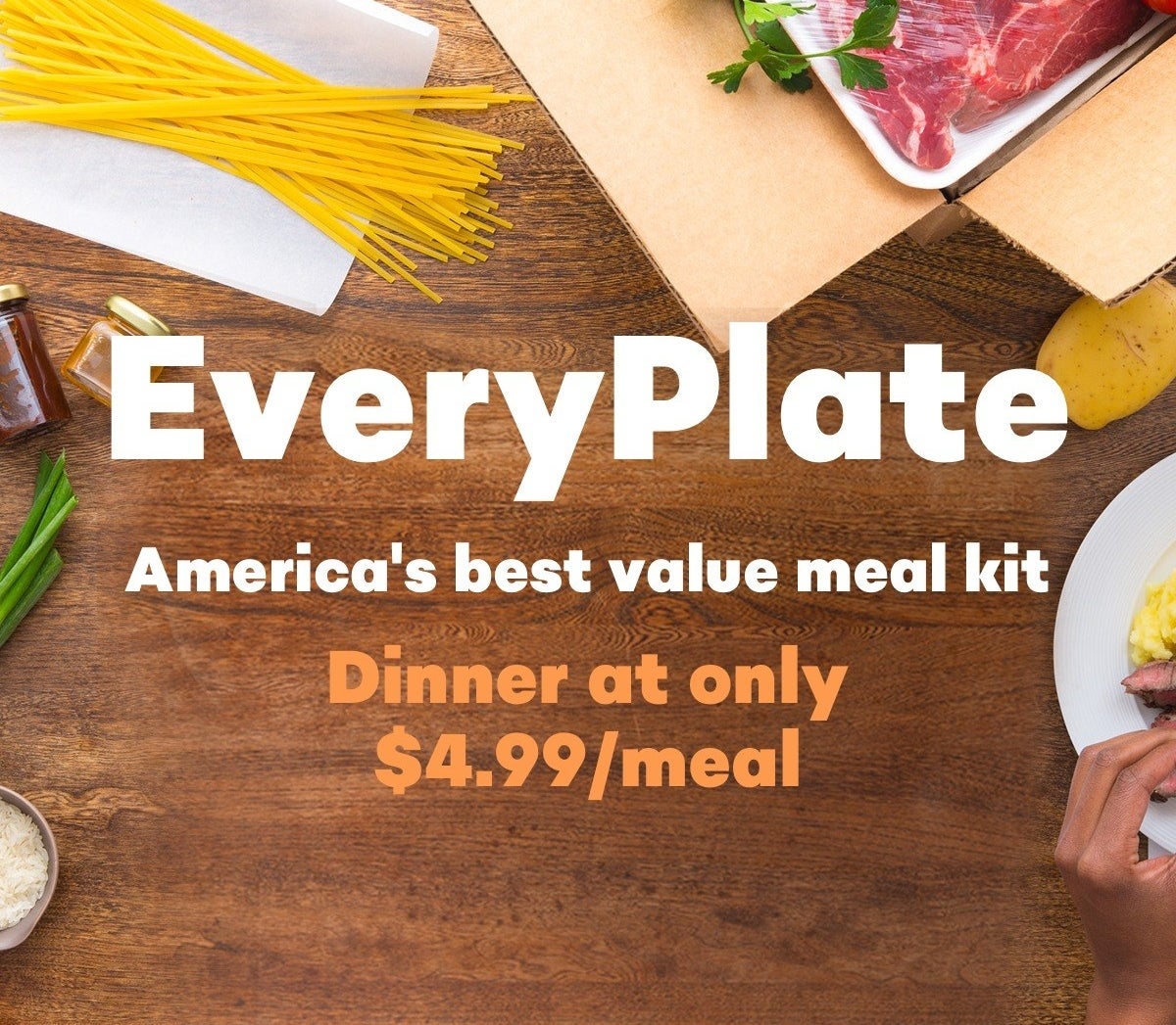 text that reads "everyplate: america's best value meal kit"