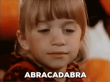 A gif of a young Ashley Olsen waving a wand and saying &quot;Abracadabra&quot;
