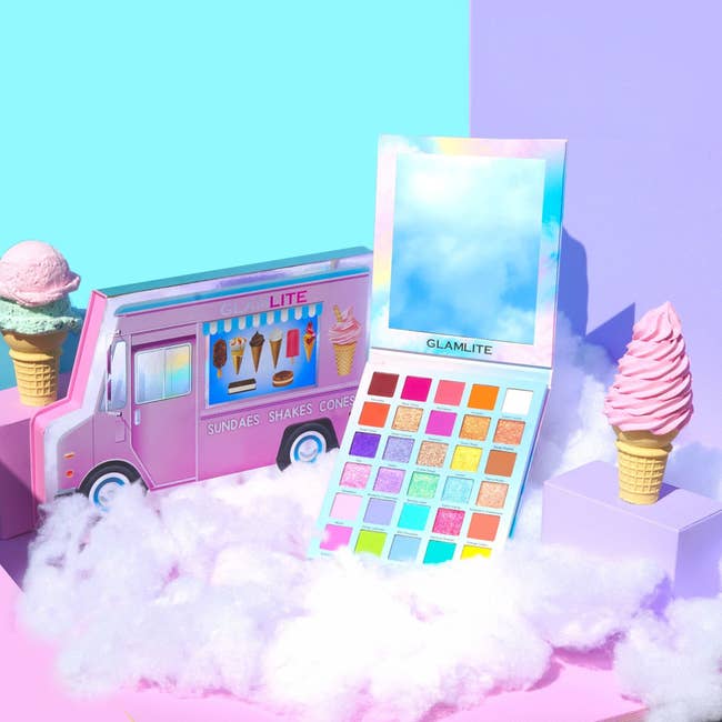 eyeshadow palette styled with ice cream cones