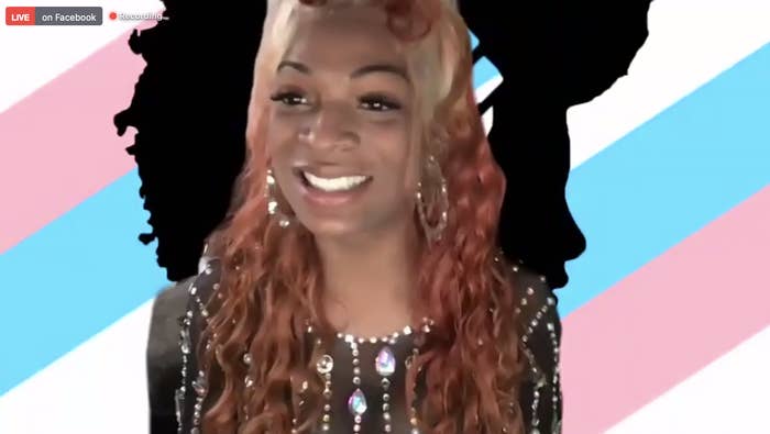 A screenshot from a press conference shows one of the campaigners to repeal the "walking while trans" law