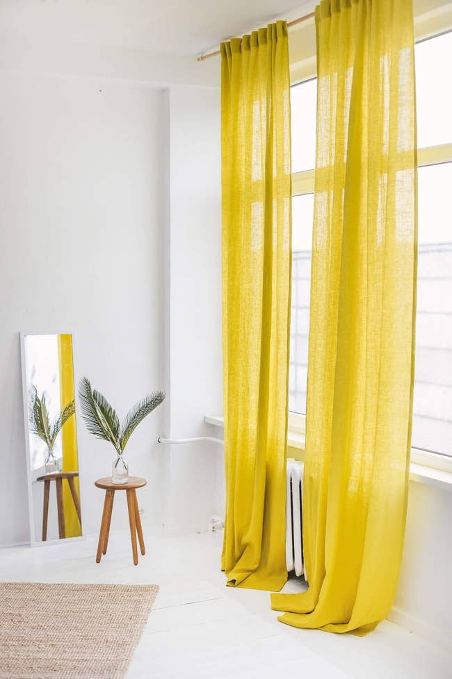Long and light curtains in yellow 