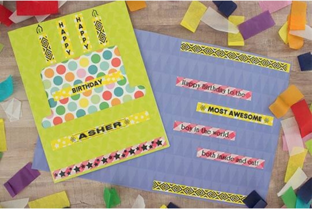 DIY card with &quot;Happy Birthday Asher&quot; written on it.
