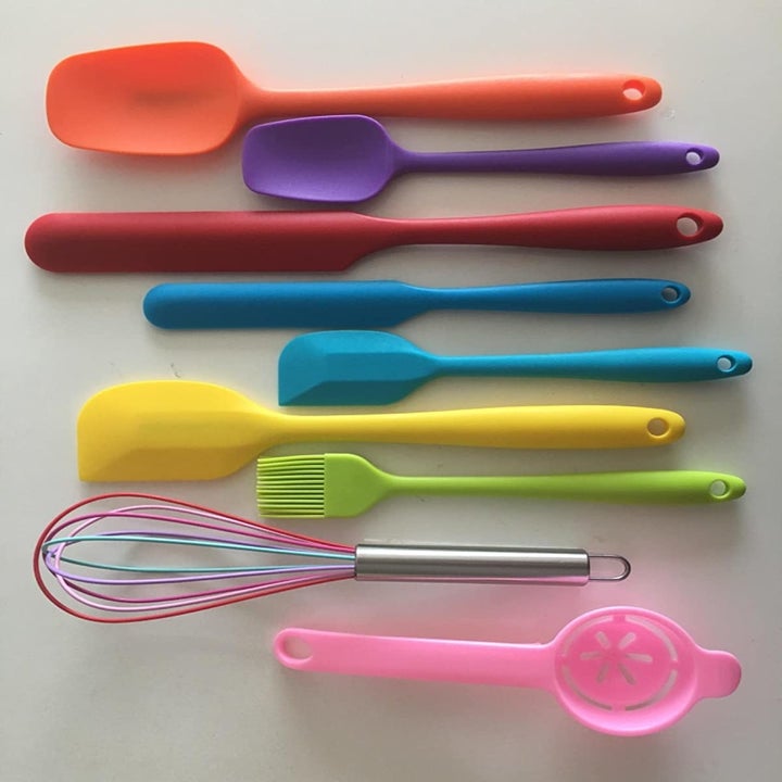 Reviewer photo of the 9-piece collection that come in every color of the rainbow