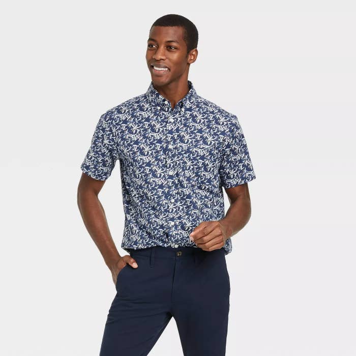 The button-down in a blue pattern