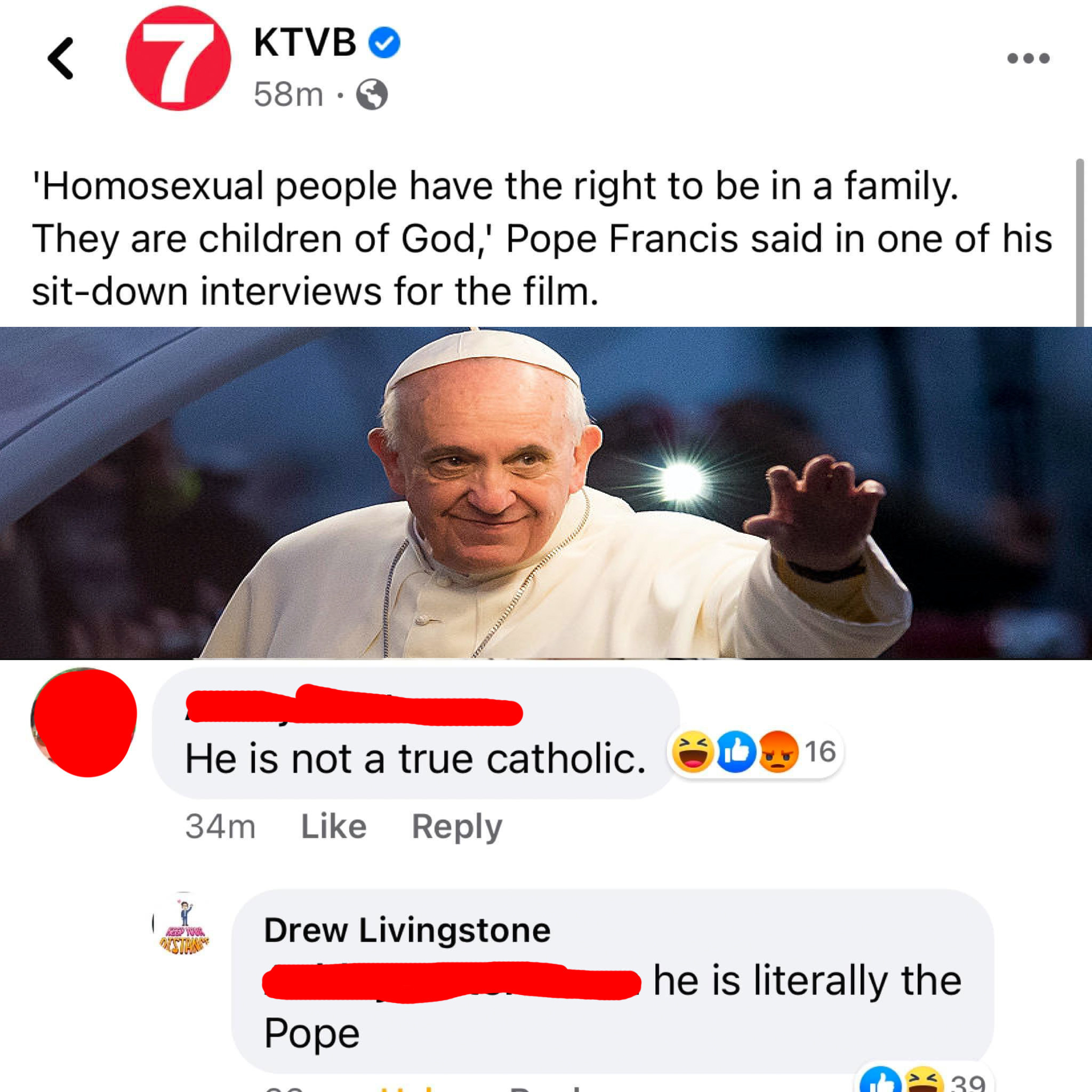 person acusing the pope of not being catholic