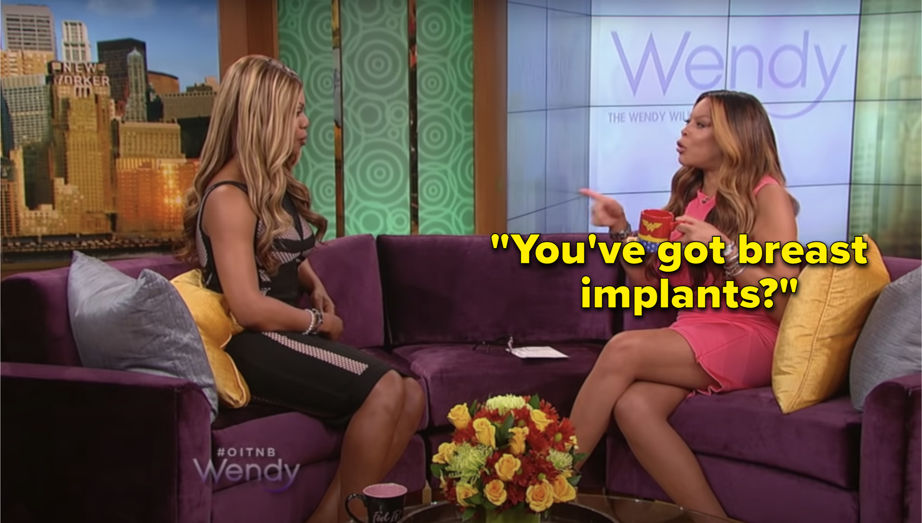 Wendy asking Laverne if she has breast implants
