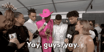 Lil Nas X saying, &#x27;Yay, guys, yay&quot; at Grammy&#x27;s 