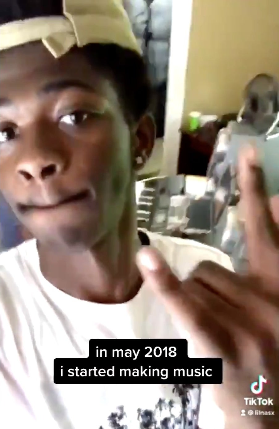 Lil Nas X saying on TikTok, &quot;In May 2018 I started making music&quot;