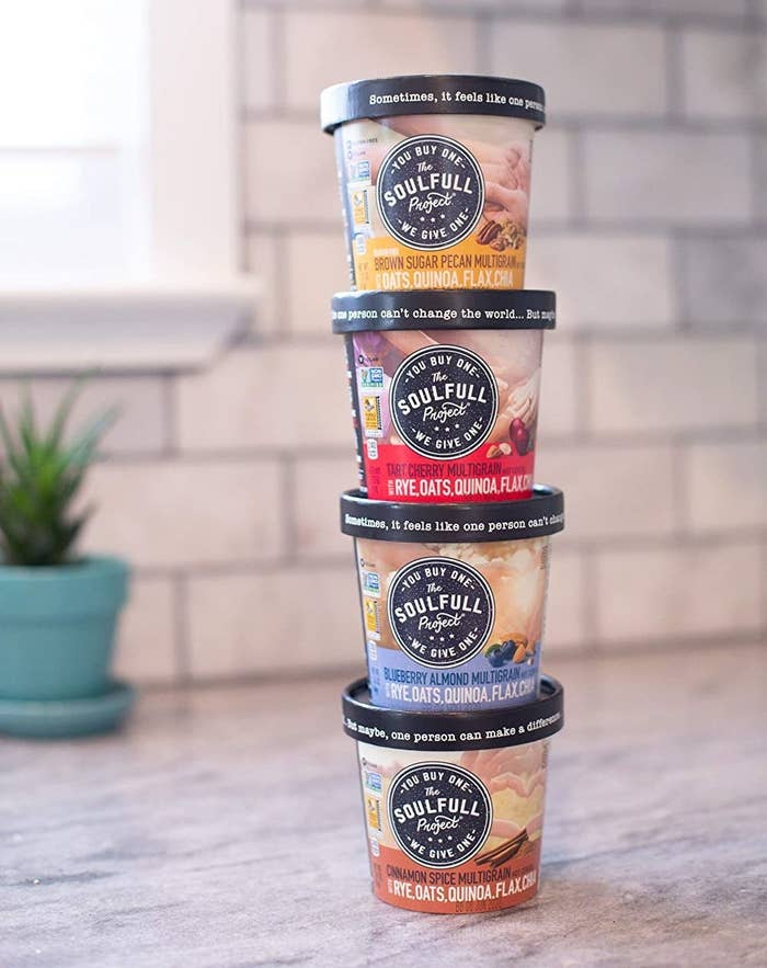 stack of oatmeal cups that look like ice cream pints
