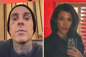 Selfies of Travis Barker and Kourtney Kardashian
