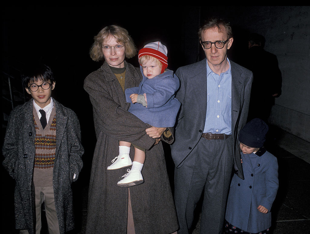 Black-and-white photo of Moses, Mia, Ronan, Woody, and Dylan