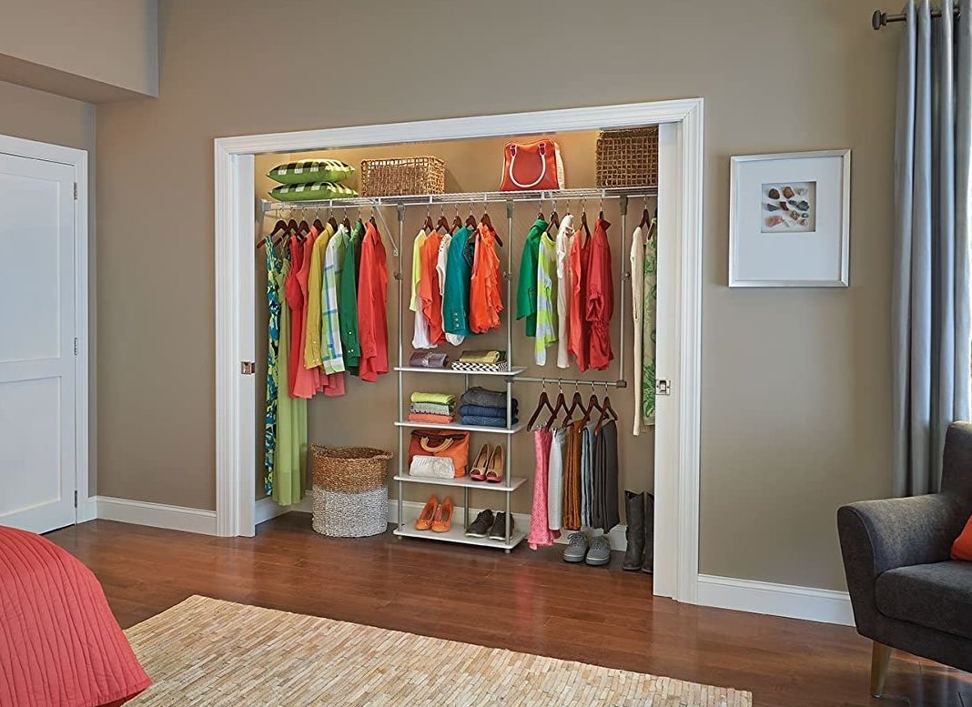 a closet with the organizer inside of it