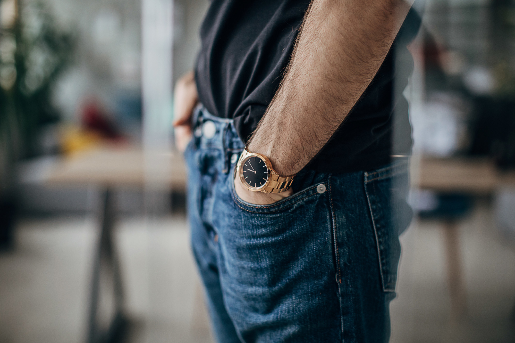 A man with his hand in his pocket