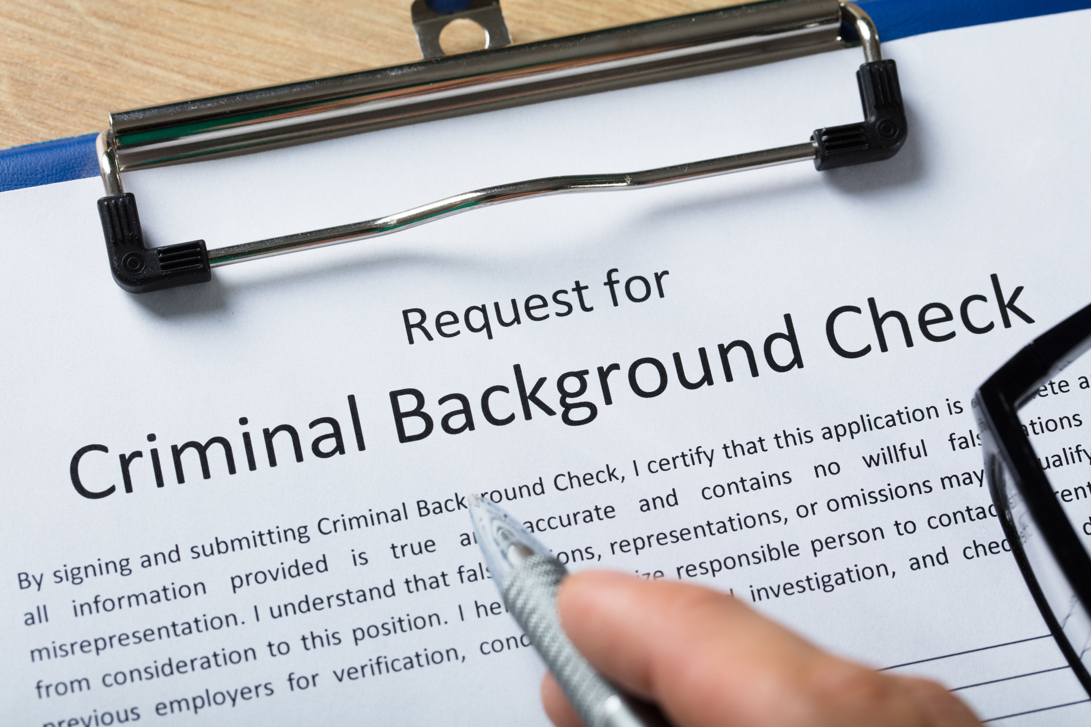 A criminal background check form